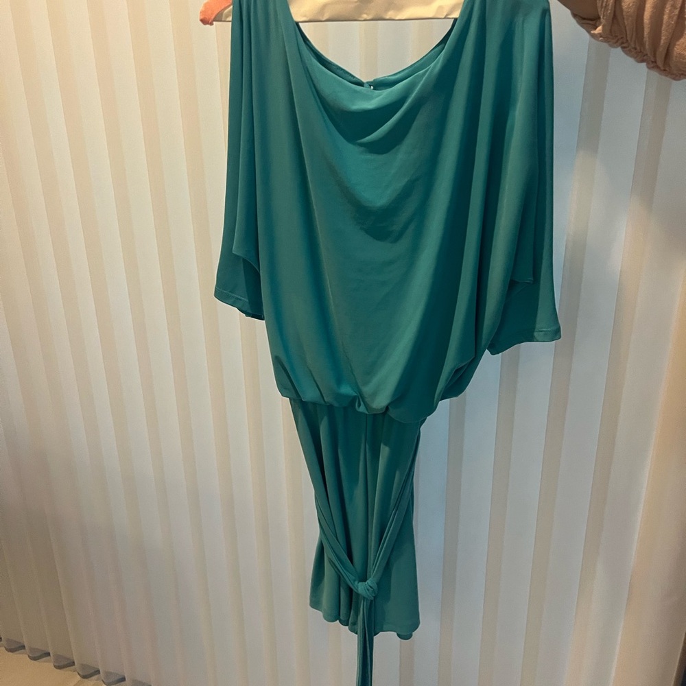 Boston Proper Cold Shoulder Teal Romper With Belt
